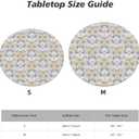 Elastic Edged Round Fitted Daisy White Blue Chic Floral Table Cloth Cover for Indoor Outdoor Kitchen Party, Waterproof Wipeable Tablecloth for 45"- 50" Tables,Medium