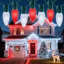 81 Feet Commercia Led Outdoor Christmas Lights, Waterproof C9 Christmas String Lights with 100 C9 Strawberry Bulbs Connectable UL Certified for Roofline Patio Holiday Party Backyard Xmas Decor