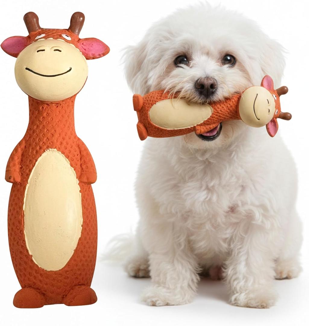 3 x My Pet & Me - Squeaky Dog Toys for Light to Moderate Chewers - Fun Latex Toys for Puppies, Teething, and Gentle Play - Interactive Fetch and Chew Toy with Squeaker (Orange Cow, 6 Inch)