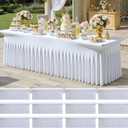 CO-AVE 12pack White Spandex Tablecloths 6ft for Rectangle Tables, Wrinkle Free Classy Table Skirt Stretchy 6 Foot Fitted Table Cloths Covers for Weddings Birthday Party Events Banquette Baby Shower