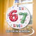 67 Funny Christmas Ornament  67 Meme Six Seven Teen Slang Ornament, Double-Sided Wood UV Print 10cm Round Xmas Tree Decor, Viral Meme Gift for Teen Boys Girls Gen Z
