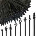 240Pcs Push Mount Cable Zip Tie,Nylon Self Locking Cable Strap,8 Most Popular Sizes,Heavy Duty Self-Locking UV Resistant Wire Ties - For Indoor,Construction,Electronic and Auto (Black)