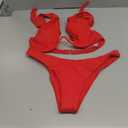 Lilosy Sexy Cute Underwire Cutout Halter Bikini Swimsuit Set Women Criss Cross Bathing Suit 2 Piece (Red, M)