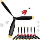 Outus 6 Sets Spare Rc Plane Propellers 3 Blade Propeller Compatible with P40 Fighter Remote Control Plane 76113 Radio Controlled Airplane Carbon Fiber Nose Cone with Savers and Adapters