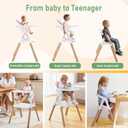 Baby High Chair, Babies and Toddlers Convertible Slim High Chair with 6 Growing Stages from Infant to Toddler Seating with Removable Tray, Easy to Clean,Pink Cushion