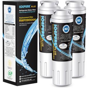 ICEPURE PLUS UKF8001 NSF/ANSI 53 Certified Replacement for Everydrop EDR4RXD1, Whirlpool Filter 4, Maytag UKF8001AXX-200, MPF15090, WF-UKF8001, Puriclean II, RWF0900A Refrigerator Water Filter, 3PACK