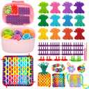 Tldcdte Weaving Loom Kit for Kids, 240 Color Loops & 2-in-1 Adjustable Loom Frame, Arts & Crafts Gift Set with Storage Box, DIY Potholder Loom Kit