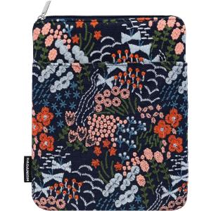 Dadanism 6-7 Inch Embroidered Flower Padded Sleeve for All-New 7" Kindle Paperwhite, 7" Kindle Colorsoft, 6" Kindle, Protective Sleeve Case for 6" Kobo Clara BW/Colour E-Reader, Indigo Flower