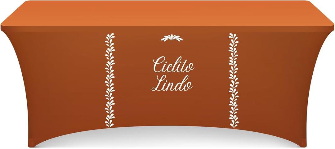 Oudain 6ft Cielito Lindo Party Decoration Tablecloth Fitted Stretch Spandex Table Cover for Standard Folding Table Mexican Terracotta Fiesta Tablecloth Cinco De Mayo Wedding Birthday Decor (Terracotta)