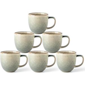 GBHOME Ceramic Coffee Mugs Set of 6, 12oz Stoneware Coffee Mugs Set For Dad Mom Women MEN, Lightweight Coffee Cups for Latte/Tea/Beer/Hot Cocoa, Dishwasher & Microwave Safe