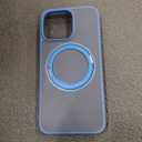 TORRAS Upgraded 360 Rotatable Magnetic Ring for iPhone 15 Pro Max Case, Fit for MagSafe with Stand Ring Holder, 16FT MilGrade Shockproof Translucent for iPhone 15 Pro Max Phone Case Ostand, Blue