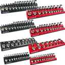 8Pcs Magnetic Socket Organizer Set, 1/2", 1/4" and 3/8" SAE & Metric Deep & Shallow Tools Tray Holder Kit, holds 199pcs Sockets (sockets not included) (8PC 1/2&3/8&1/4)