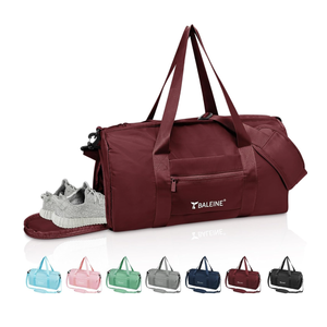 BALEINE Gym Bag for Women and Men, Small Duffel Bag for Sports, Gyms and Weekend Getaway, Waterproof Dufflebag with Shoe and Wet Clothes Compartments, Lightweight Carryon Gymbag (Red)