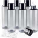 ZEJIA 150ML/5OZ Travel Size Toiletries, 6 Pack Travel Size Containers, Leak Proof Plastic Bottles for Shampoo, Lotion, Body Wash with 6pcs Labels (Grey)