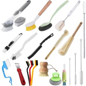 LBTING 22 Pack Dish Brush Set with Bottle Brush, Dish Brush, Palm Scrub Brush, Straw Brush, Dish Scrubber Long Handle for Bottle Cup Skillet Wok Pot Pan Cast Iron
