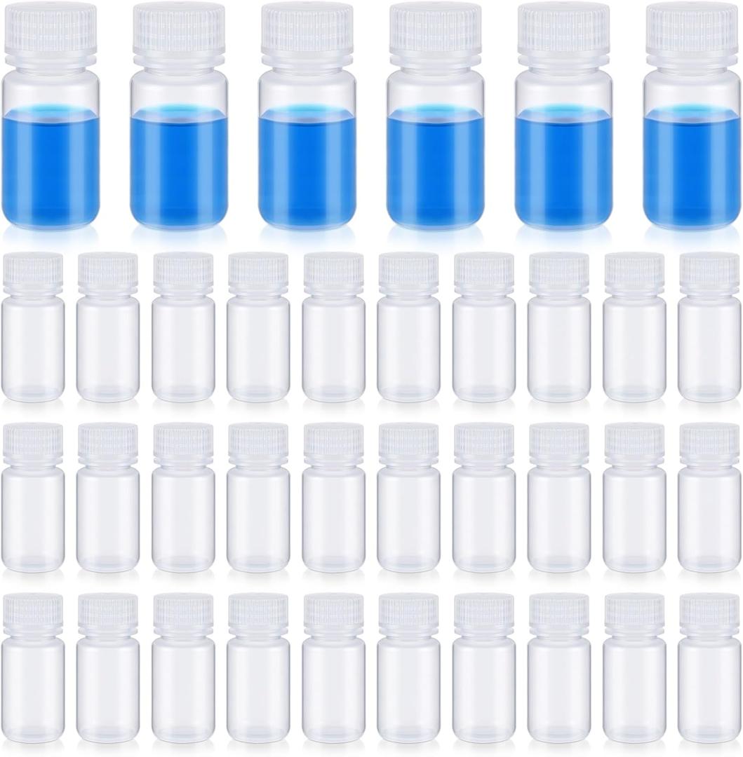 Tatuo 12 Pcs 2 oz 60 ml Polypropylene Reagent Bottle Plastic Sample Bottles with Screw Caps Transparent PP Sample Containers with Lid for Liquids, Laboratory, Storage at Home (Clear)