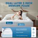 Dual Layer Cooling Memory Foam Mattress Topper Queen Size, 2 Inch Gel Mattress Topper + 1 Inch Pillow Top Mattress Pad, Soft Bed Topper with Deep Pocket 8-21 Inch