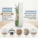 Rustic Easter Bunny Wooden Table Decor with Flowers, Farmhouse White Rabbit Happy Easter Centerpiece Sign, Antique Wood Spring Party Tabletop Decoration, Cute Holiday Gift