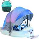 Mambobaby Float with Canopy Size Improved Non Inflatable Infant Pool Float Smart Mambo Float Swim Trainer Add Tail Swim Float Mambo Baby Float Solid Air Free Water Waist Swimming Ring