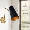 9.75" Elegant Mid-Century Modern Metal Sconce, Streamlined Design Metal Wall Light for Living Room, Bedroom, Sitting Room, Lounge Room, Hardwire (Articulating, Bronze with Brass Pole)