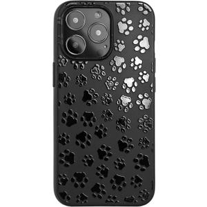 Matte Black Case Compatible with - iPhone 12 Pro - iPhone 12-6.1 inch Protective TPU Rubber Cover with Pawprint Cute Bumper Kawaii Design Shockproof for Teen Girls Minimal Cat Dog Animal Funny