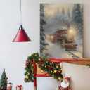Ebroniah Christmas Train Wall Art, Vintage Winter Snowy Forest Festive Canvas Wall Art Decor for Holiday Living Room, Rustic Farmhouse Prints Framed Artwork for Walls Bedroom Kitchen Home 12x15in