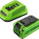 ANTRobut Replacement for Greenworks 40V Battery and Charger 29482 Compatible with 40V Greenworks Battery 29472 29462 6.5Ah