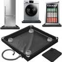 Wibeelee Washing Machine Pan 31.9 X 31.9 X 2.7 Inch Washing Machine Drain Pan with 4 PCS Anti-Vibration Foot Pads and Drain Hole Hose for Washer Dryer Floor Protection