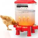 Heated Chicken Waterer Dispenser Plastic, 2 Gallons Hanging Heated Water Bowl for Winter Outdoor Chicken Coops for Chickens, Ducks, Geese, Pigeons, Quails, and Various Birds (Red)