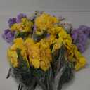 Zeyune 50 Bundles Artificial Flowers Outdoor UV Resistant Faux Silk Pansy Flowers Bulk Plastic Fake Plants for Home Wedding Kitchen Garden Table Centerpieces Summer Decor, Purple, Yellow, White