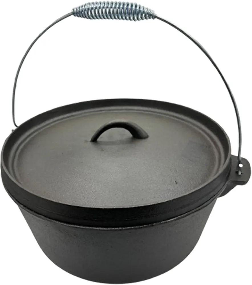 Vivicreate 9 QT Vegitable oil coated Cast Iron Dutch Oven Camping Pot with Lid, Black