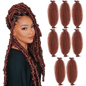 WIGER Marley Twist Braiding Hair 18 Inch 16 Packs Ginger Afro Kinky Curly Crochet Braids Pre-Separated Spring Twist Crochet Hair Three-tone Synthetic Afro Twist Extensions for Faux Locs (350 Color), Pack of 2