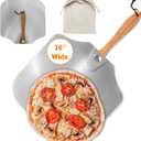 Pizza Peel 16 inch,16" Wx 18" L, Aluminum pizza peel with Foldable Wood Handle and Storage Bag, Non-perforated