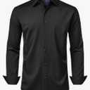 Men's Dress Shirts Stretch Long Sleeve Formal Shirt Solid Business Casual Button Down Shirts for Wedding Prom, L