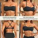 Tempt Me Women Bandeau Bikini Set Twist Strapless Two Piece Swimsuit High Cut High Waisted Bathing Suits (Black, L)