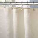 Waffle Weave Shower Curtain with Stainless Steel Hooks - 230 GSM Heavy Duty Fabric Bath Curtains, Hotel Luxury Quality, Water Resistant, Machine Washable, Weighted Hem, 72 x 72 Inches (Cream)