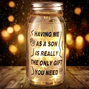 Allaugh Birthday Day Gifts for Mom from Son: Mason Jar Night Light with Sentimental Heartfelt Quote Warm, LED Home Decor Accent for Bedroom Living Room - Unique Gift Idea for Mom Stepmom Grandma