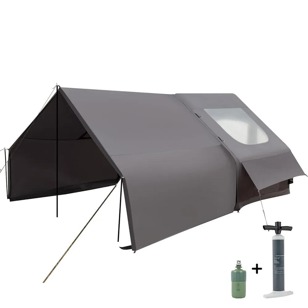 Inflatable Camping Tent, with Electric Air Pump, 4 Season Waterproof Windproof, Clear Skylight & 420D Oxford Waterproof, Air Tent with Mesh Windows/Doors, 118"L x 164"W x 78"H
