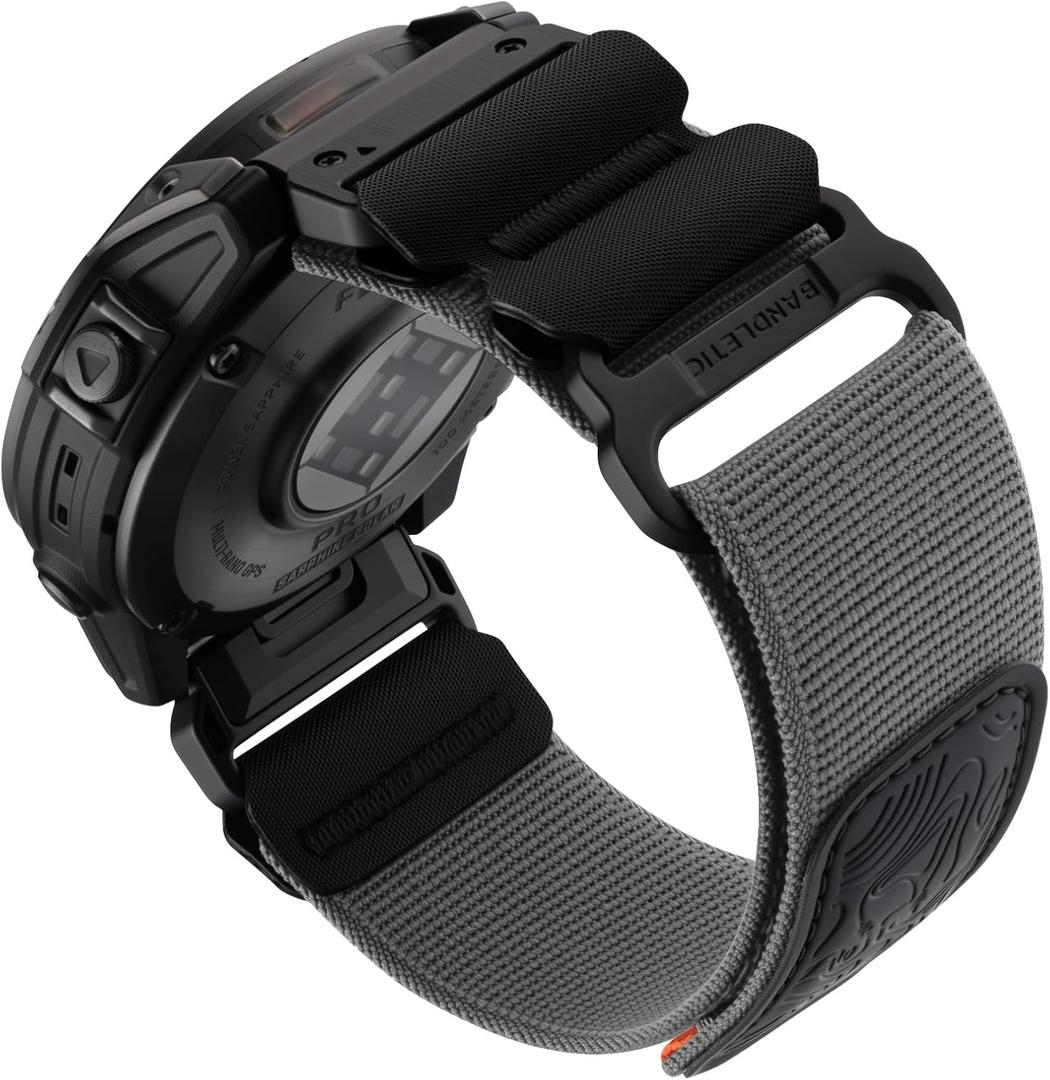 Bandletic Quick Fit 22mm Watch Bands Compatible with Garmin Fenix 8 47mm Band - Tactical Nylon Strap for Fenix 7 6 Pro/5 Plus/Instinct 3 E 45mm 2/Forerunner 965/955/945 /Approach S70/S62/S60/Epix Pro2 (DarkGray)