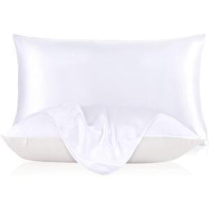 LILYSILK Natural Silk Pillowcase for Hair and Skin with Cotton Underside Standard 20x26 Inch White 1pc 19 Momme