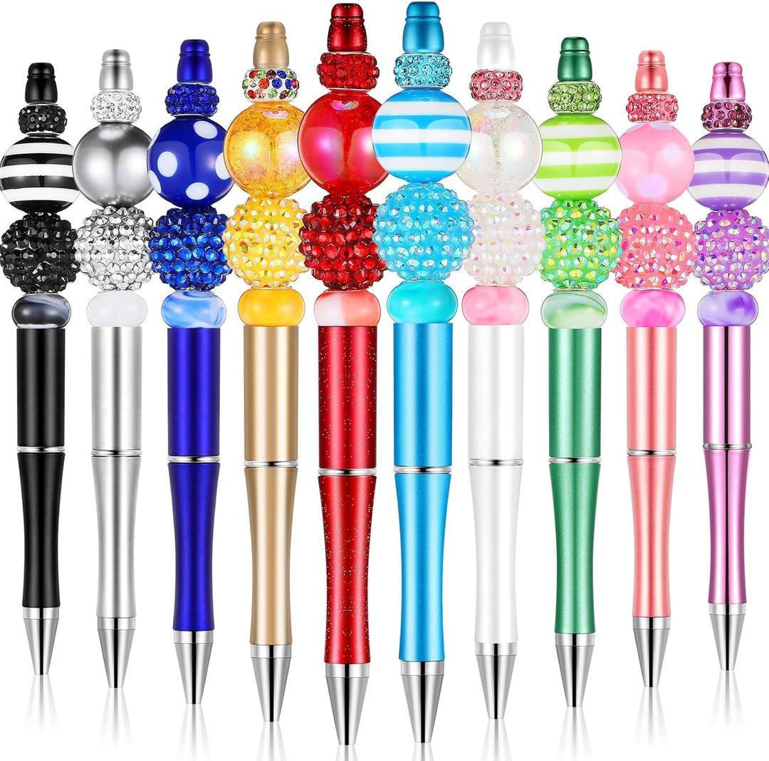 Yexiya 10 Pieces Beadable Pens Bulk with 40 Pcs Assorted Colors Beads for DIY Pen Making Kit Black Ink for Students, Teachers, School Supplies, Office Item(Bright Color,Fresh Style) Yexiya 10 Pieces Beadable Pens Bulk with 40 Pcs Assorted Colors Beads for DIY Pen Making Kit Black Ink for Students, Teachers, School Supplies, Office Item(Bright Color,Fresh Style)