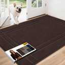 JSEI Entryway Rugs Doormat 36"x60", Non-Slip Dirt Trapper Door Mats Indoor, Washable Absorbent and Stain Resist Welcome Floor Mat for Front Door, Dog Door Mat, Dirty Wet Shoes & Paws, Brown