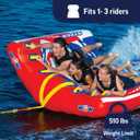 WOW Sports Power Steer Towable Tube - 1-3 Person - 510 lb Capacity - Steerable - For Boating - Youth & Adults
