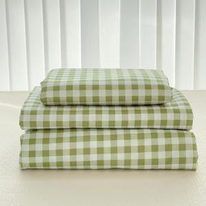 NSNLGSGC Sage Green Gingham Full Sheet Set, Soft Brushed Microfiber Plaid Full Bed Sheets, 4-Pieces Grid Sheet Set with Deep Pocket