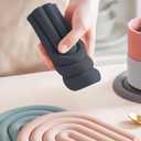 2 x Clean & Pure Silicone Trivets for Hot Pots and Pans - Stylish and Colorful Pot Holders, Heat Resistant Mats for Countertop, Hot Pads, Modern Multi-Purpose Trivet Mat, Coasters (Set of 2) (Grey) (Gray)