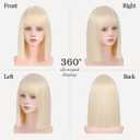 Blonde Bob Wig with Bangs Short Blonde Straight Wig for Women Natural Looking Heat Resistant Synthetic Wig for Grils Daily Party Halloween Cosplay Use 13inch