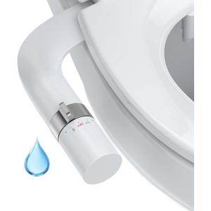 Toilet Bidet Attachment, Non-Electric Dual Nozzle (Feminine/Bidet Wash), Self-Cleaning Fresh Cold Water Sprayer Bidets for Toilets with Adjustable Water Pressure (Rotary Toggle, Chrome)