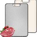 Titanium Cutting Board, Double Sided Medical-grade, Pure Titanium/Wheat straw PP Large Chopping Boards with Juice Groove Cutting Pads for Meat, Vegetables and Fruits (15.2"L x 10.4"W, Metallic)