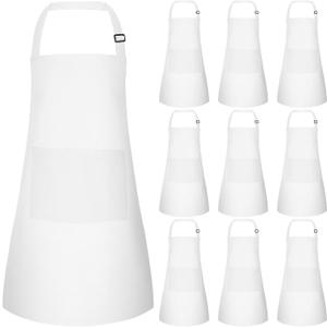 Bouiexye 10 Pack Kids Apron Adjustable Children Apron with 2 Pockets Children Chef Painting Aprons for Cooking Baking Painting Crafts Making