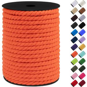 1 Inch 56 Feet Macrame Cord, Cotton Cord Rope String 3 Strands Twisted Braided Thick Macrame Cord [for Crafts Wall Plant Hangers] - Orange